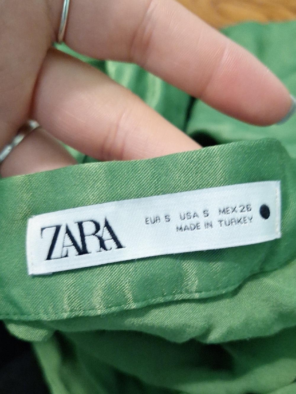 Zara Grass Green Shiny Wrap Skirt Size Small Boho Fairycore - Picture 5 of 6